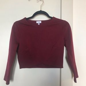 Tobi Burgundy Long Sleeve Crop Top Small NWOT